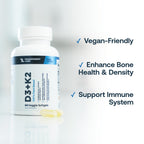 Transparent Labs Vitamin D3 K2 - Vitamin D & K2 Vitamin Supplement for Men & Women, Vegan-Friendly D3K2 5000 IU Supplements to Support Bone, Immune, and Overall Health - K2 D3 60 Capsules
