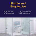 Drive Medical Shower Chair with Back and Suction Feet, Gray
