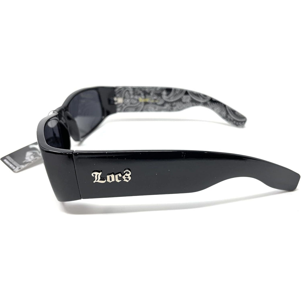 Buy now Locs Mens Hardcore Wrap Around Sunglasses with Bandana Print Inside, Black - Black Inside, Medium at indiglob india