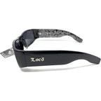 Buy now Locs Mens Hardcore Wrap Around Sunglasses with Bandana Print Inside, Black - Black Inside, Medium at indiglob india