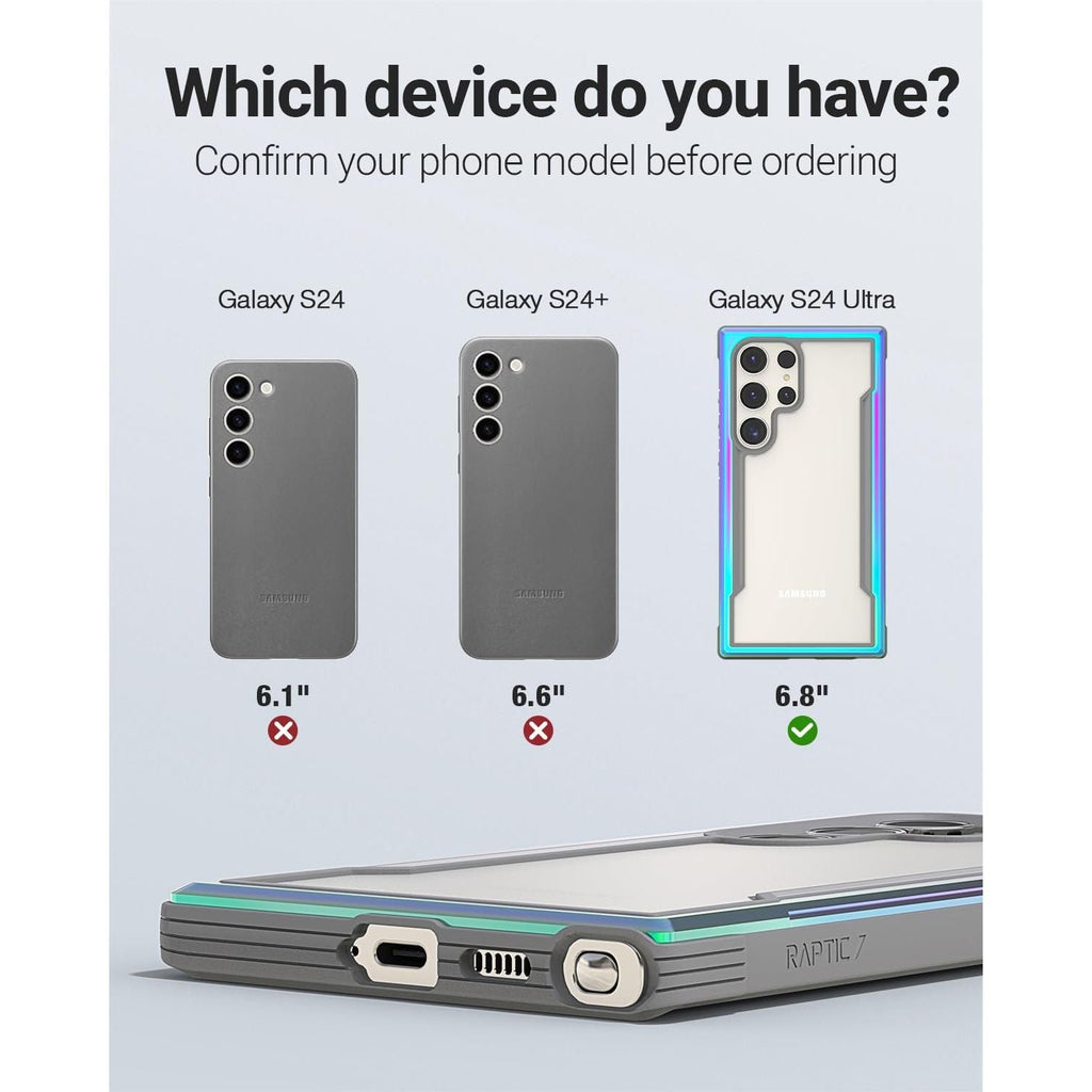 Buy now RAPTIC Shield Crystal Case for Samsung Galaxy S24 Ultra, [13FT Mil-Grade Drop Protection], [Not Yellowing Tech], Durable Anodized Shockproof Aluminum Frame Slim Samsung S24 Ultra Case, Iridescent at indiglob india