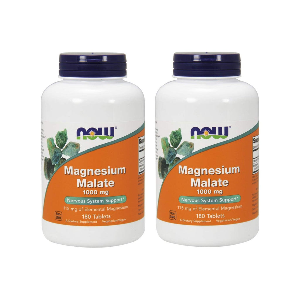 NOW Magnesium Malate 1000mg, 180 Tablets (Pack of 2)
