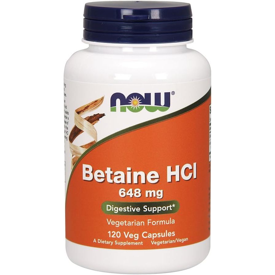 Buy now NOW Foods Supplements, Betaine HCl 648 mg, Vegetarian Formula, Digestive Support*, 120 Veg Capsules 120 Count (Pack of 2) at indiglob india