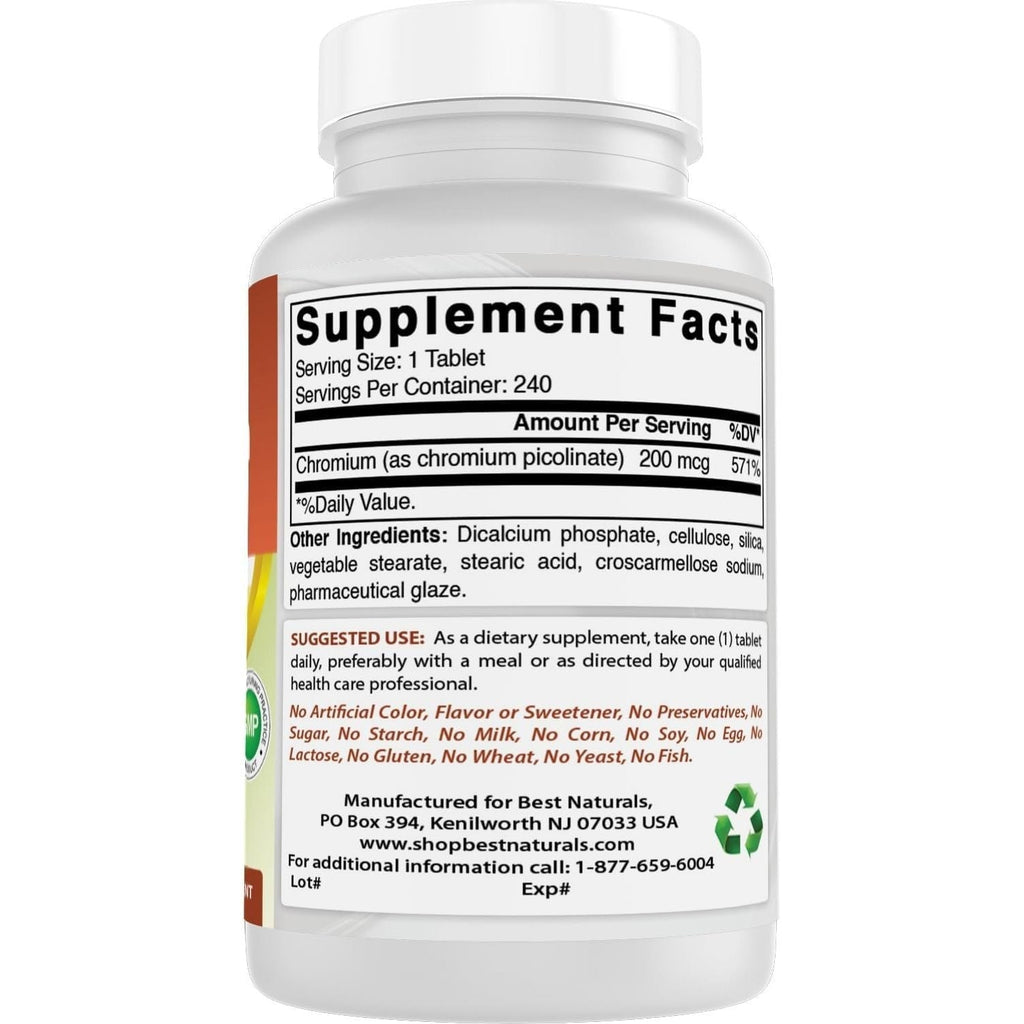 Buy now Best Naturals Chromium Picolinate Tablet, 200 mcg, 240 Count at indiglob india