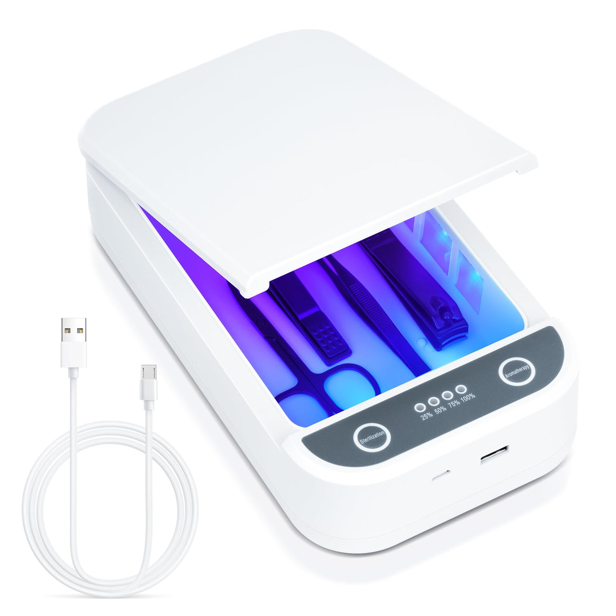 Nail Tool Cleaner with Blue Light,Portable USB Cleaner For Nail Tools ﻿