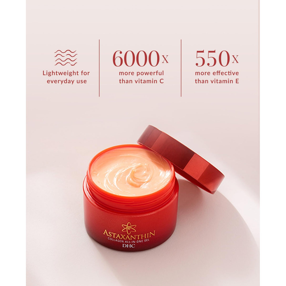 DHC Astaxanthin Collagen All-in-One Gel, Brightening Daytime Facial Moisturizer, Lightweight, Toning, Hydrating, Absorbs Quickly, Collagen, Fragrance and Colorant free, Ideal for all Skin Types