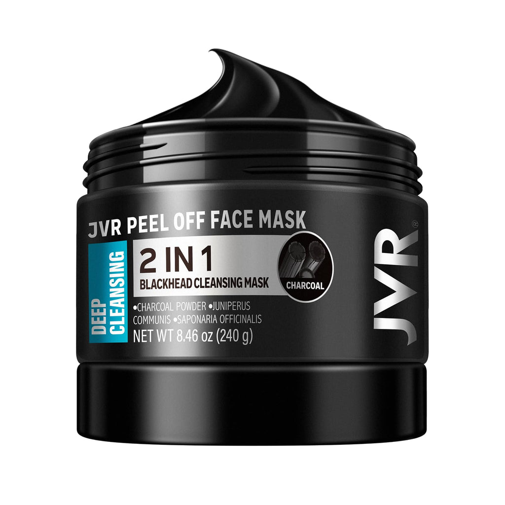 JVR Peel Off Face Mask, Charcoal Peel Off Black Mask, Facial Mask for Surface Cleansing For Men & Women, All Skin Types, 8.46 oz (240 g)