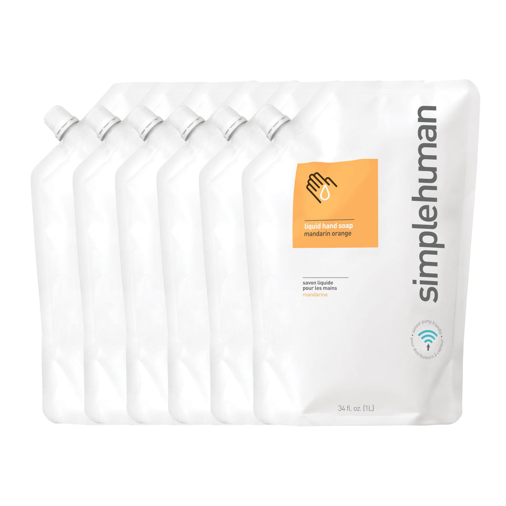 Buy now simplehuman Fragrance Free Moisturizing Liquid Hand Soap Refill Pouch, 34 Fl. Oz, Pack of 6 at indiglob india