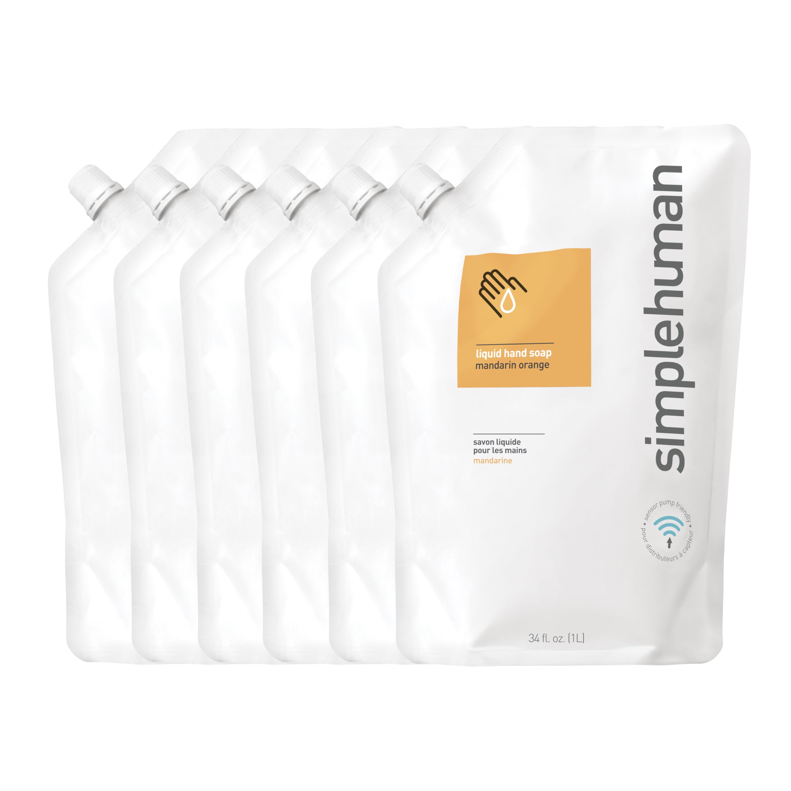 Buy now simplehuman Fragrance Free Moisturizing Liquid Hand Soap Refill Pouch, 34 Fl. Oz, Pack of 6 at indiglob india