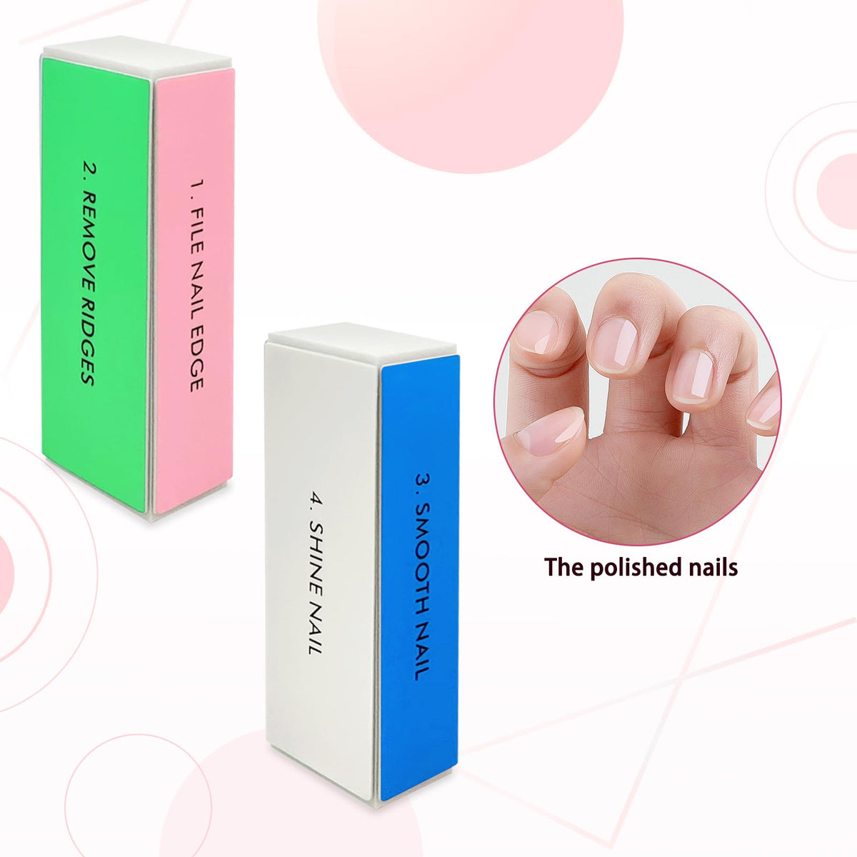 4-Piece Large Square Sponge Nail Buffer Block, 4 Way Nail File and Buffer for Smoothing and Polishing, Ideal for Nail Salons and Personal Use