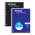 Oxford Spiral Notebooks, 2 Pack, 1 Subject, Wide Ruled Notebooks for School, 8 x 10.5 Inches, 70 Sheets, Assorted Colors, Back to School Supplies (1002539)