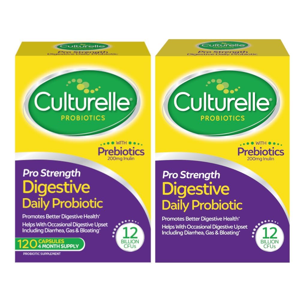 Culturelle Pro Strength Probiotics for Digestive Gut Health*, 12B CFU, 60ct | Daily Prebiotic Probiotic for Women & Men, Synbiotic, Lactobacillus Rhamnosus GG, No Refrigeration Needed, 2 Month Supply