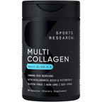 Sports Research® Multi Collagen Protein Powder, Chocolate - 30 Servings | 10g Grass-Fed Type I, II, III, V, X Collagen per Scoop w/Hyaluronic Acid & Vit. C | Hair, Skin & Joint Support | Easy to Mix