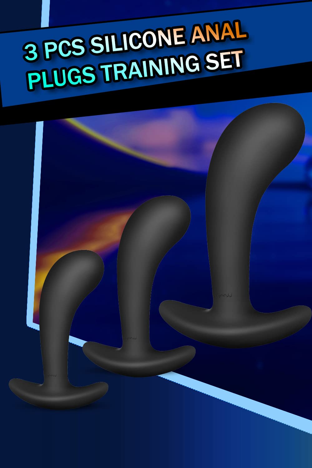 Butt Plug Trainer Kit for Comfortable Long-Term Wear, Pack of 3 Silicone Anal Plugs Training Set with Flared Base Prostate Sex Toys for Beginners Advanced Users