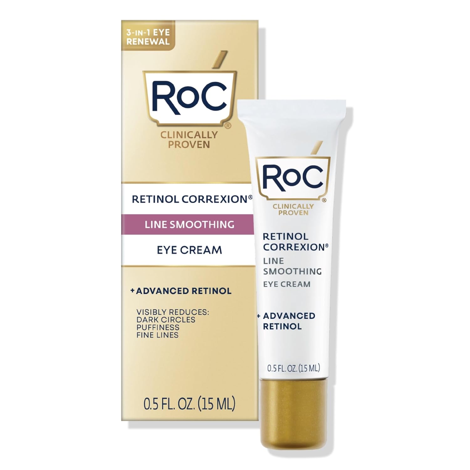 Buy now RoC Retinol Correxion Under Eye Cream for Dark Circles & Puffiness, Daily Wrinkle Cream, Anti Aging Skin Care Treatment Women and Men, 0.5 oz (Packaging May Vary) at indiglob india