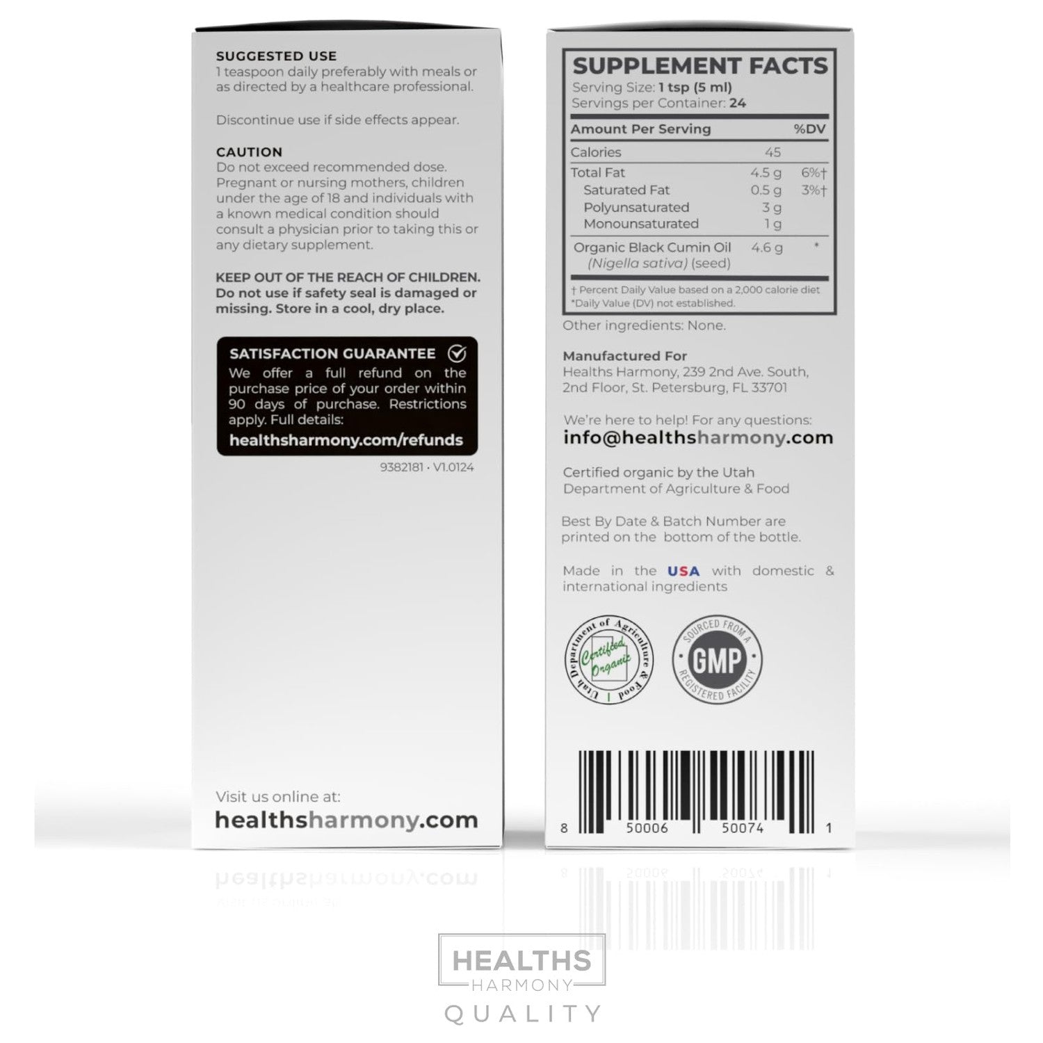 USDA Organic Black Seed Oil Liquid (4 fl oz) Premium Cold-Pressed Nigella Sativa Producing Pure Black Cumin Seed Oil - Antioxidant Supplement - Vegan, Gluten-Free, & Non-GMO (No Pills or Capsules)
