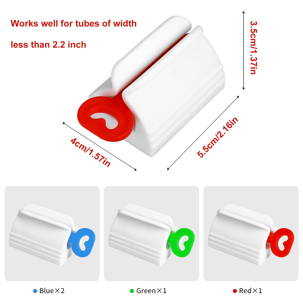 Toothpaste Squeezer, Set of 4 Tube Roller Squeezer, Dispenser, Simple and Practical