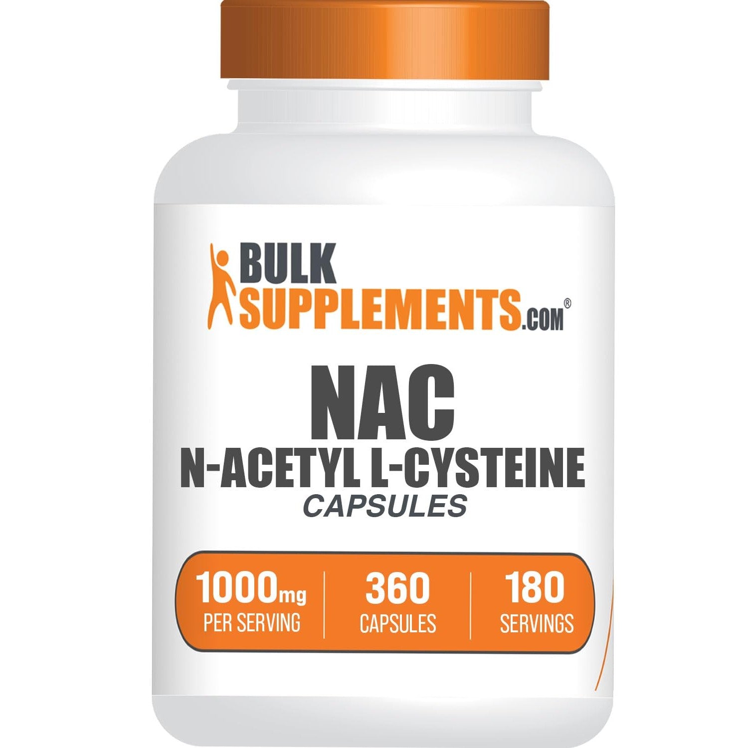 BulkSupplements.com NAC 1000 mg Capsules - N-Acetyle Cysteine 1000mg, NAC Supplement, NAC1000mg - NAC Capsules, Gluten Free - 2 Capsules per Serving, 180-Day Supply, 360 Capsules