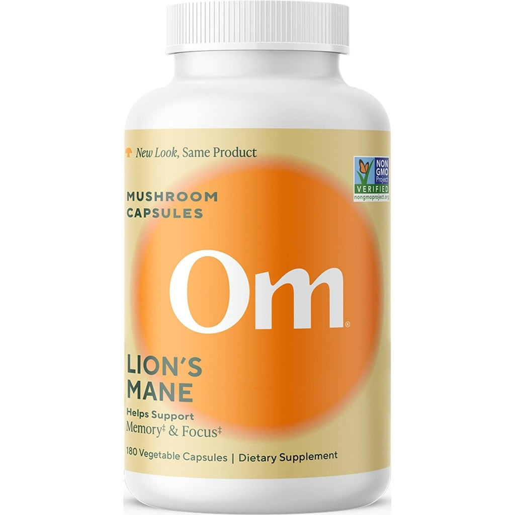 Om Lion’s Mane Mushroom Capsules - Organic Mushroom Supplement and Nootropic - Brain Supplements for Memory and Focus, 90 Count (30 Servings)