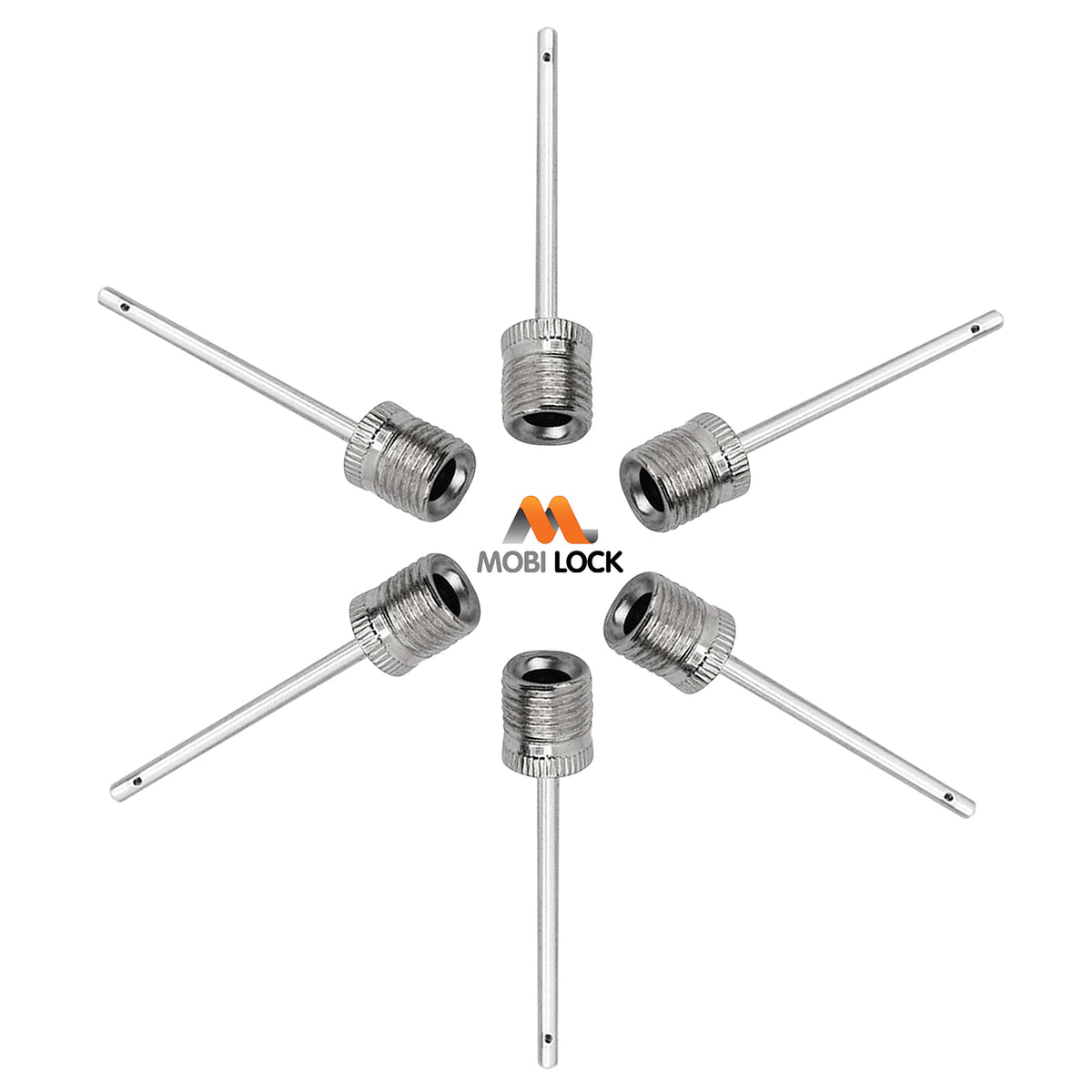 Mobi Lock 6Pcs Ball Pump Inflation Needles - Stainless Steel - Sports Balls