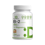 DEAL SUPPLEMENT Vitamin B2 400mg (Riboflavin) | with Magnesium Glycinate 400mg, 240 Capsules – 2 in 1 Support Healthy Nervous System, Mood, Blood & Energy Production, Non-GMO