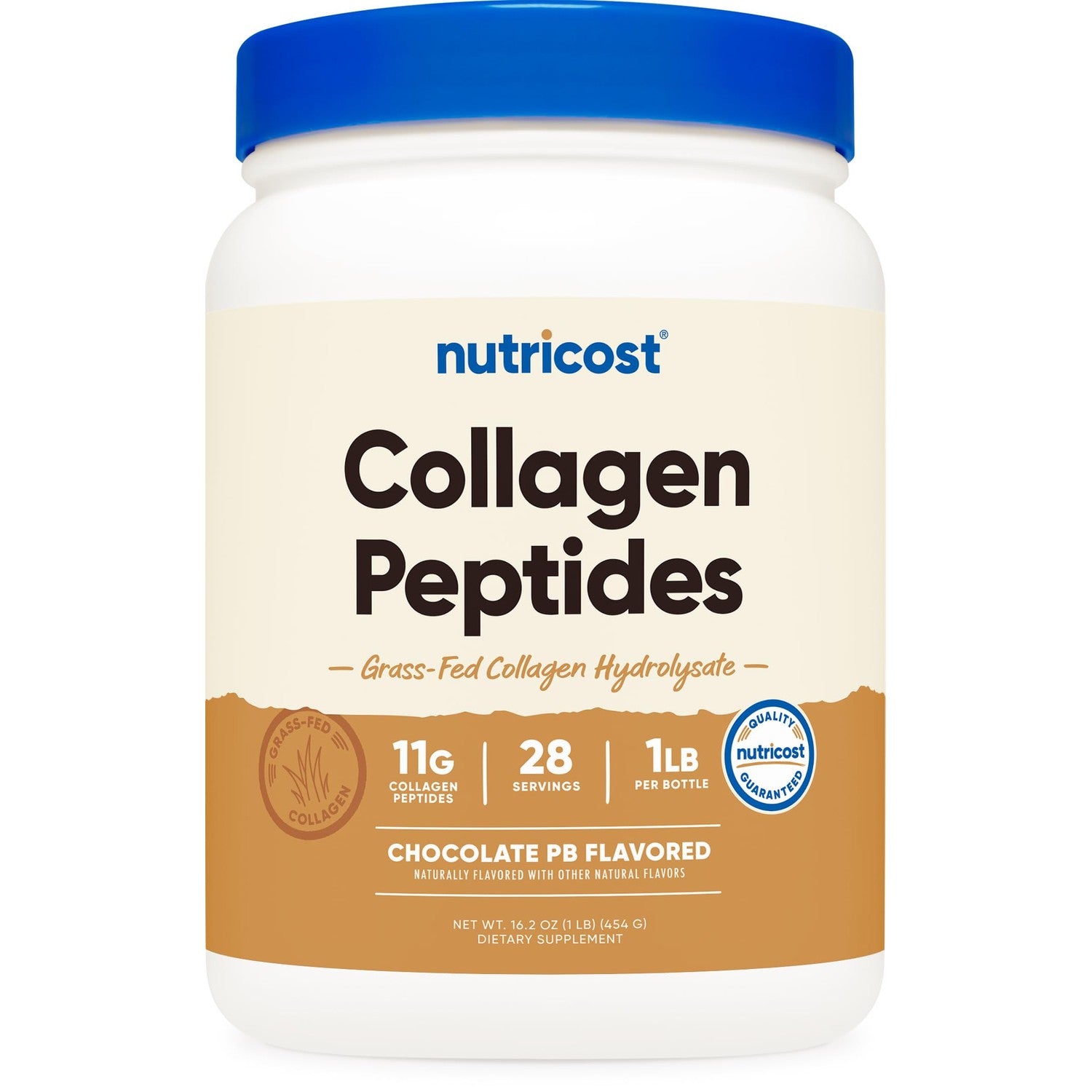 Nutricost Collagen Peptides Powder (Chocolate Peanut Butter) 1 LB | Grass-Fed Collagen Hydrolysate, Gluten-Free