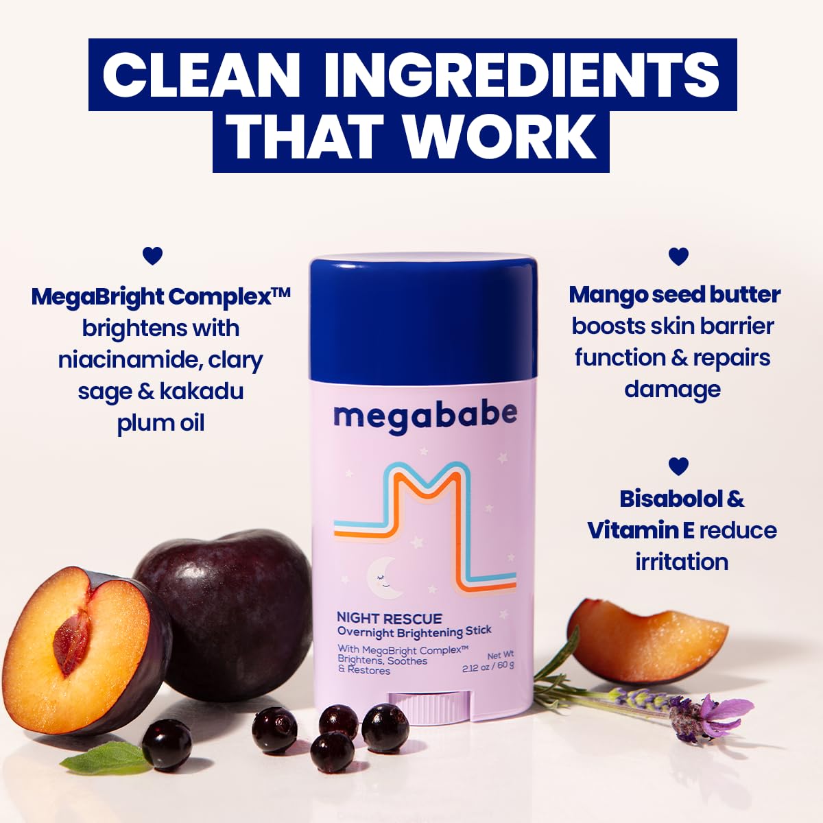 Megababe Night Rescue, Brighten & Soothe Chafe Irritation, 2.12 oz