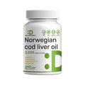 Wild Caught Cod Liver Oil 2,000mg Per Serving, 240 Softgels – Extra Strength EPA DHA Omega 3 with Vitamin D & A – Burpless, Lemon Flavored – Vision, Heart, Brain, & Immune Support