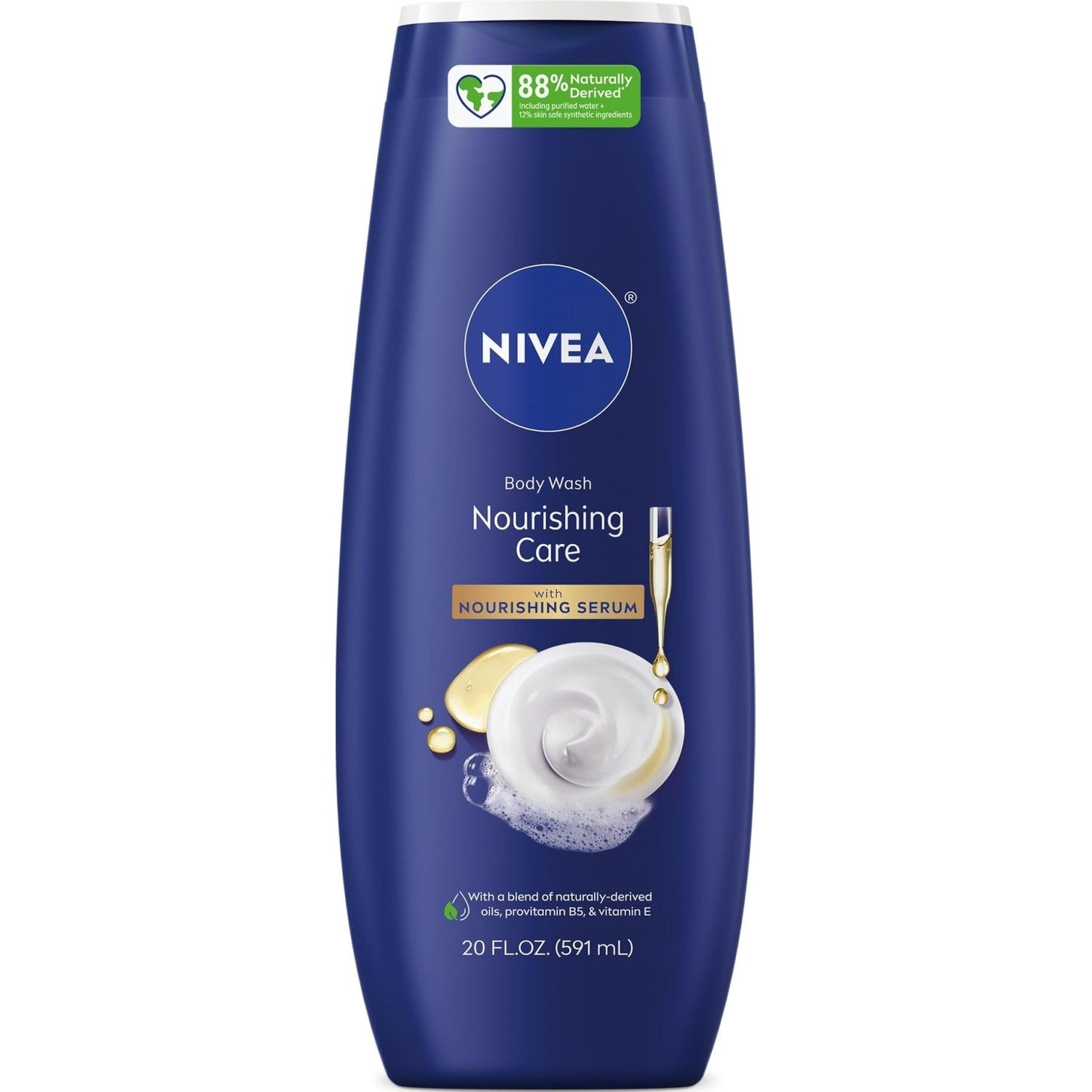 NIVEA Nourishing Shea Butter Body Wash, Nourishing Serum, 20 FL OZ | Moisturizing Body Wash Enriched with Provitamin B5 and Vitamin E, for Softer Skin, Shaving Cream Alternative
