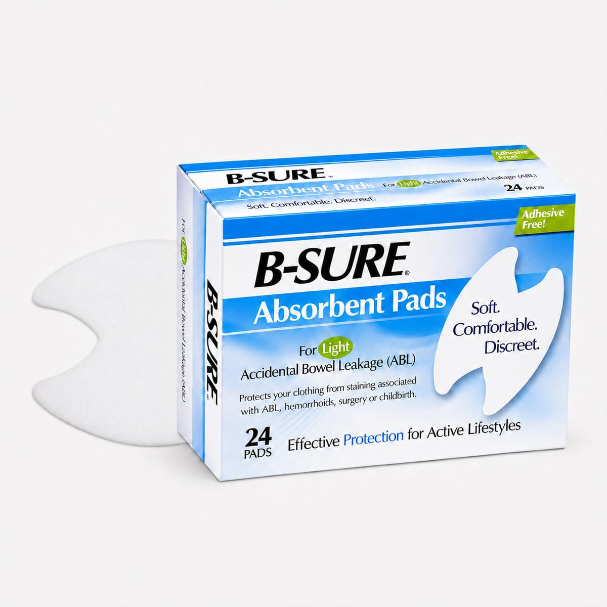 Birchwood Laboratories B-Sure Absorbent Pads for Light Accidental Bowel Leakage Box/24 Pads