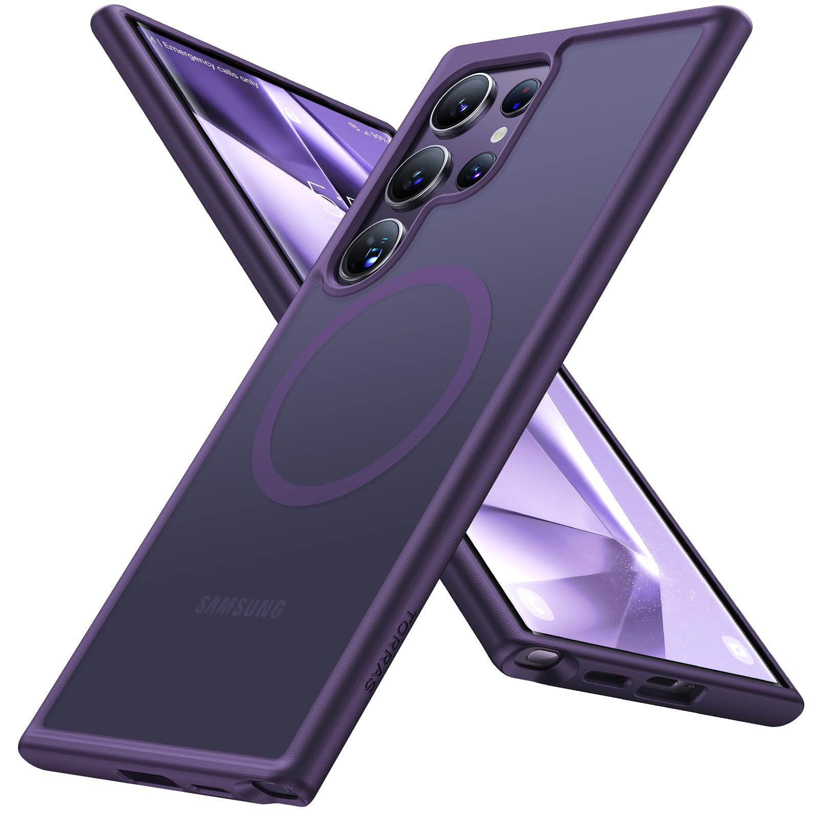 Buy now TORRAS Magnetic Shockproof for Samsung Galaxy S23 Ultra Case, Fit for MagSafe, 4X Military Grade Protection, Translucent Slim Case for Samsung S23 Ultra Case Anti-Fingerprint Anti-Scratch, Black Purple S24 Ultra 6.8" at indiglob india