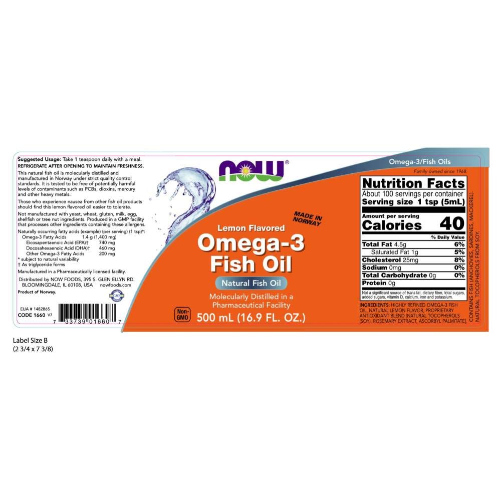 Buy now NOW Supplements, Omega-3 Fish Oil Liquid, Molecularly Distilled, Lemon Flavored, 16.9-Ounce at indiglob india