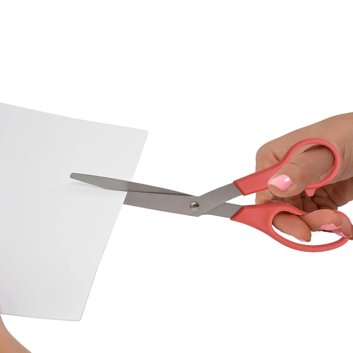 8-Inch Stainless Steel Bent Scissors for Home and Office, Red