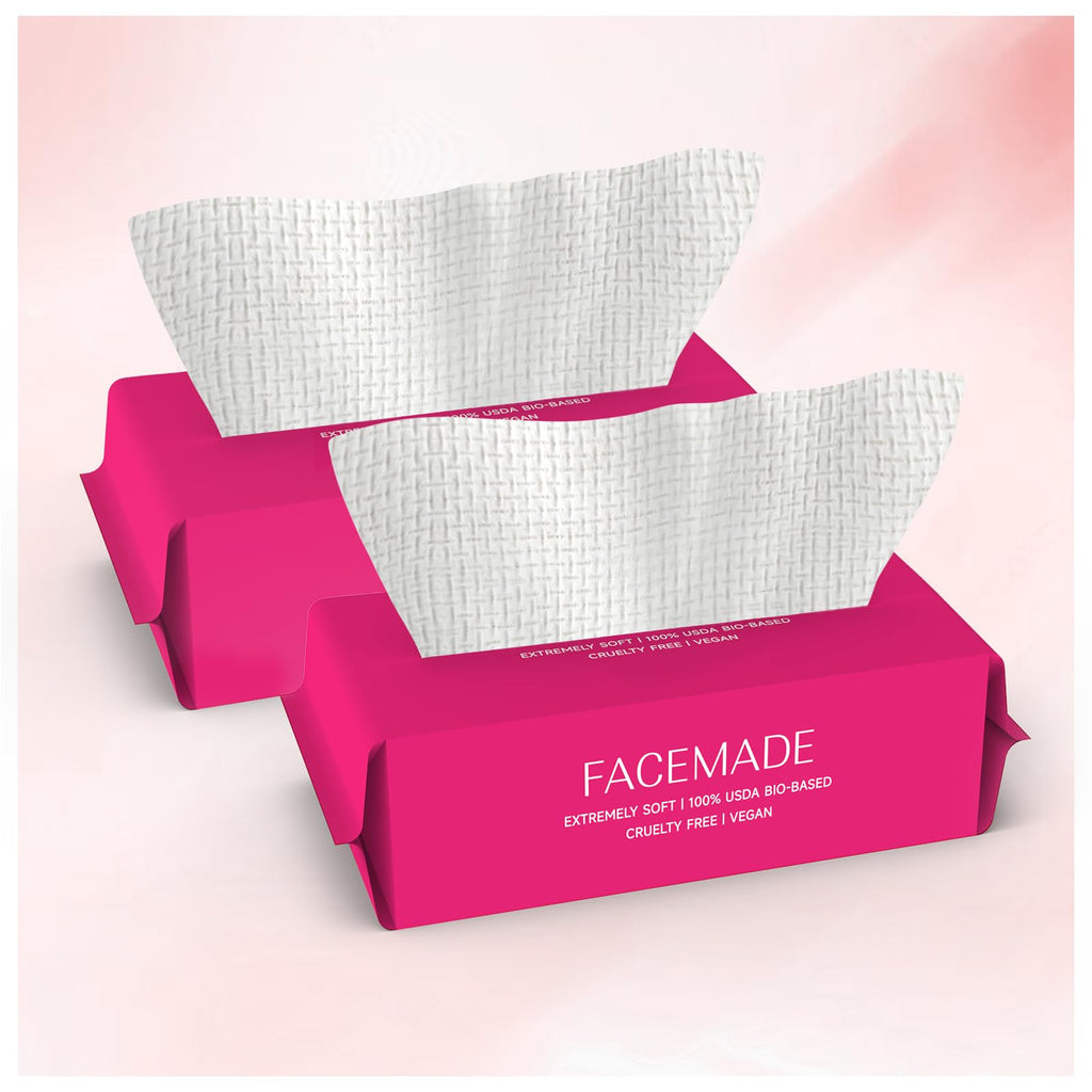FACEMADE 100 Count (2 Packs) Face Towels Disposable