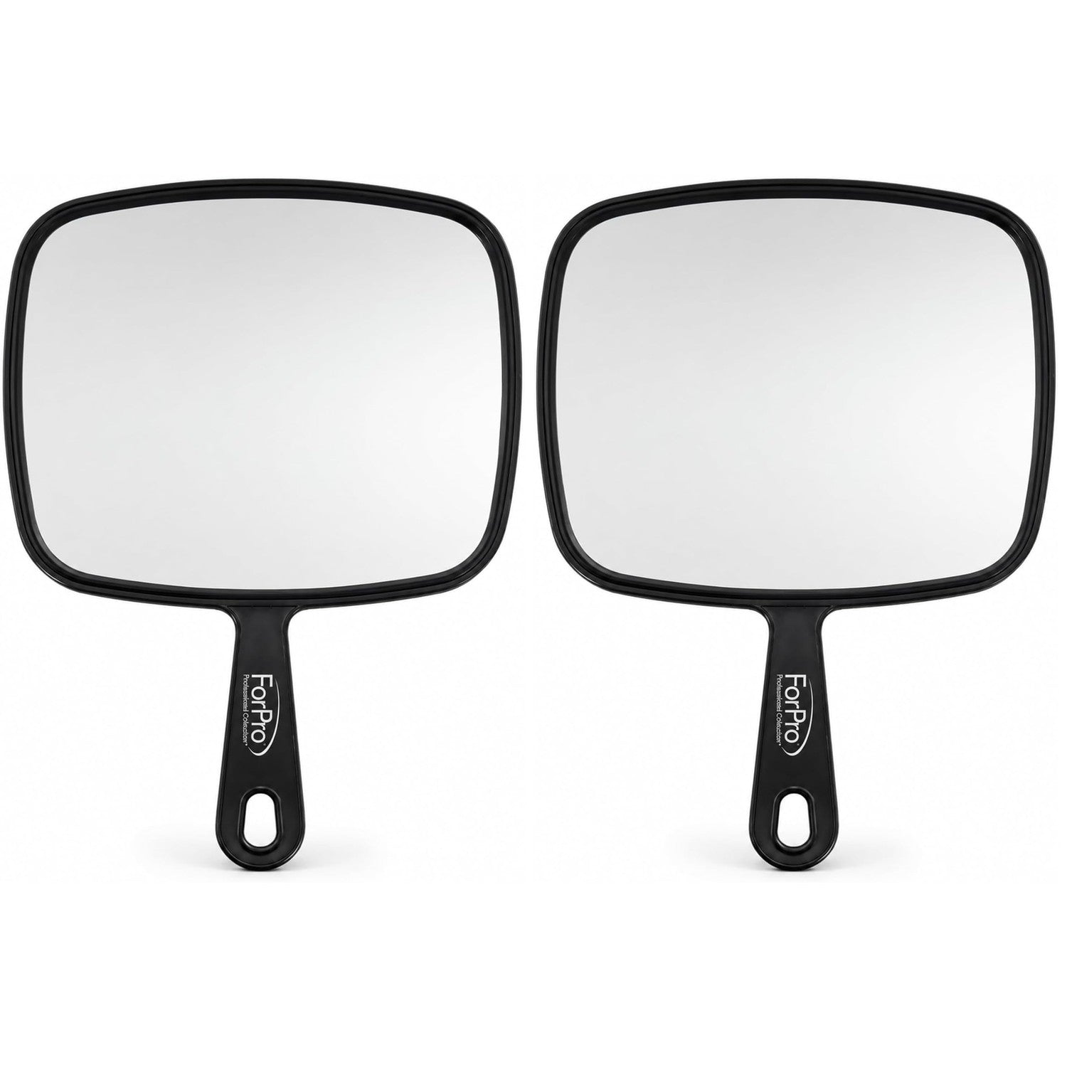ForPro Professional Collection Extra Large Hand Mirror with Handle, 9" W x 12" L, Multi-Purpose Handheld Mirror with Distortion-Free Reflection, Black (Pack of 2)