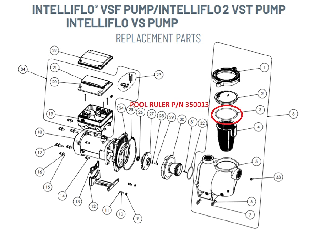 Pool Ruler 350013 Replacement Pump Lid O-Ring 2 Pack + Lubricant, Compatible with Select Pentair IntelliFlo and WhisperFlo Pumps