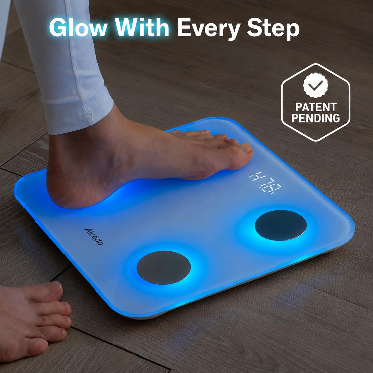Alcedo Smart Body Fat Scale, Color-Changing Scale, Bluetooth, White