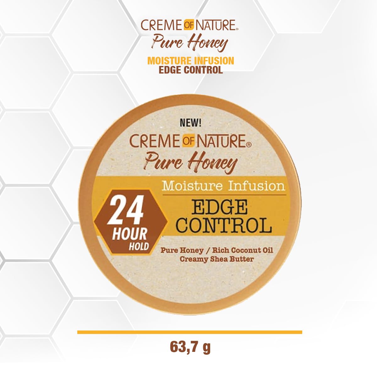 Buy now Creme of Nature Pure Honey Moisture Infusion Edge Control, 24-Hour Hold for Sleek Styles, Non-Flaking, Non-Greasy Formula with Coconut Oil & Shea Butter, 2.25 oz at indiglob india