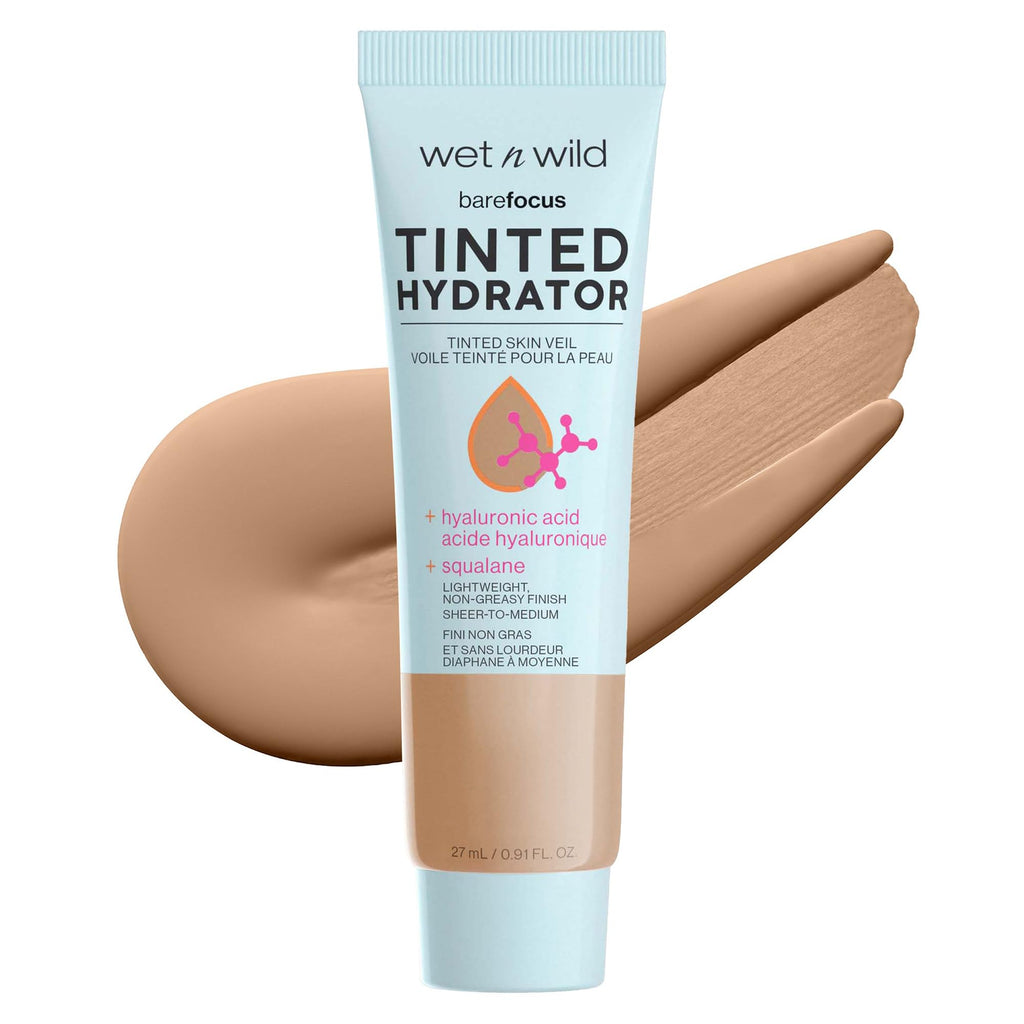 Buy now wet n wild Bare Focus Tinted Hydrator Tinted Skin Veil, Lightweight Buildable Coverage with Hyaluronic Acid & Vegan Squalane, Semi-Matte Finish, Cruelty-Free - Light at indiglob india