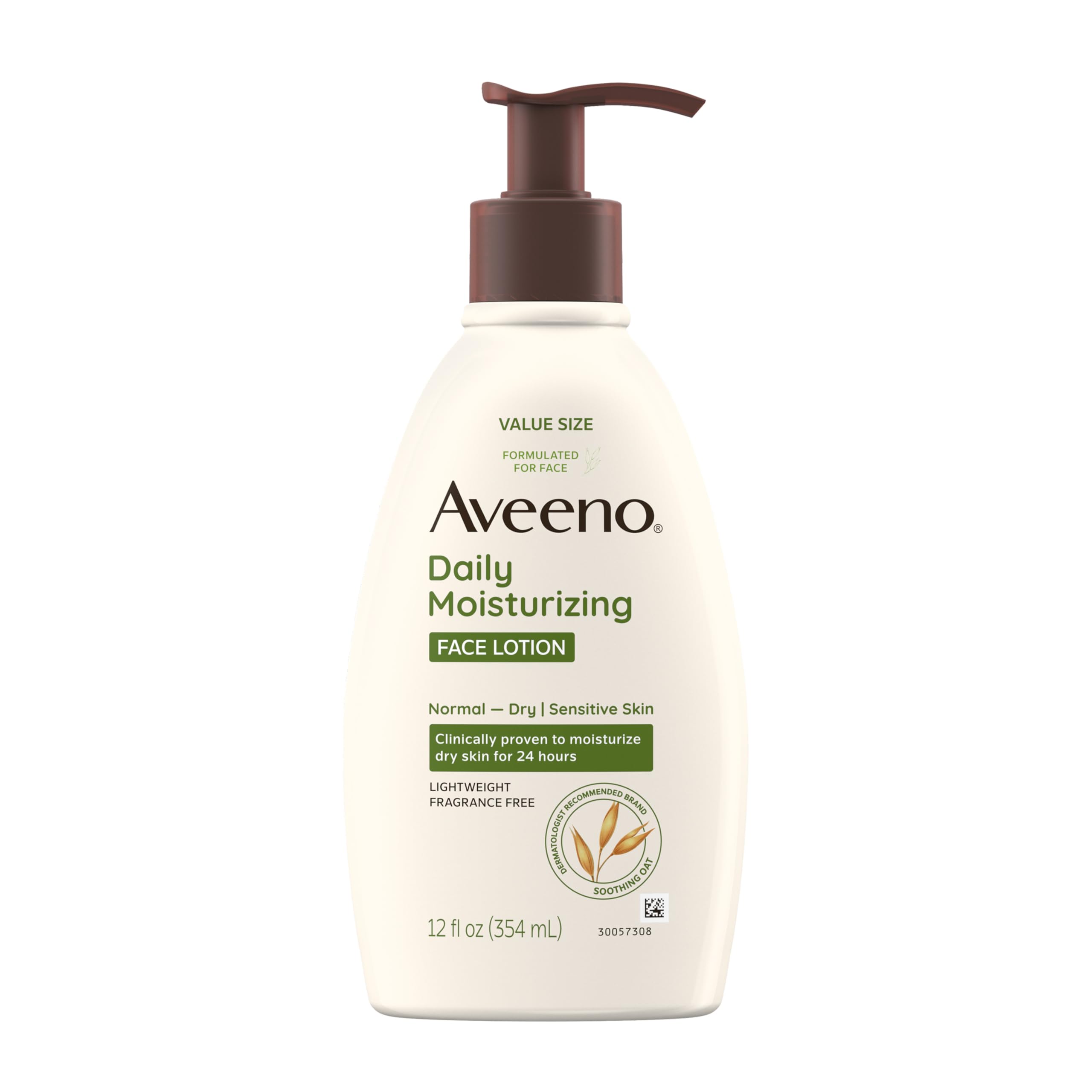 Aveeno Daily Moisturizing Face Lotion, Fragrance-Free, 5 oz | Soothing Prebiotic Oat, Lightweight Non-Greasy Facial Moisturizer, Normal to Dry, Sensitive Skin, 24-Hour Moisture
