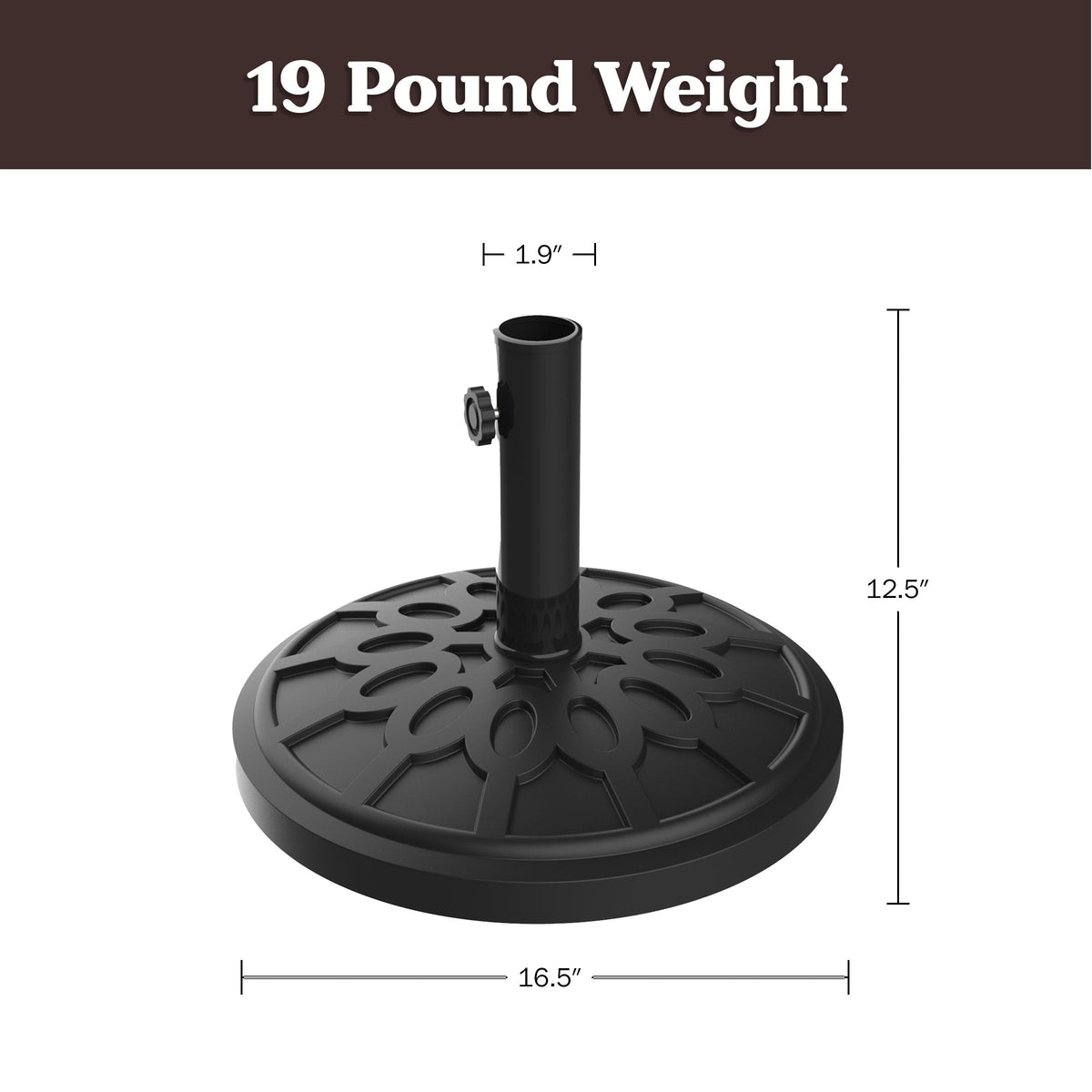 Pure Garden Outdoor Umbrella Base, 19lb, Black