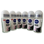 NIVEA 50ml Invisible Black And White Clear Roll On Anti Perspirant Deodorant, Pack of 6