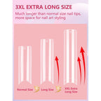 Buy now LIONVISON 504PCS No C Curve Clear Nail Tips for Acrylic Nails Professional, 3XL Extra Long Flat Tapered Square Nail Tips, 12 Sizes Half Cover Straight French Fake Nail Tips for Nail Salons Home at indiglob india