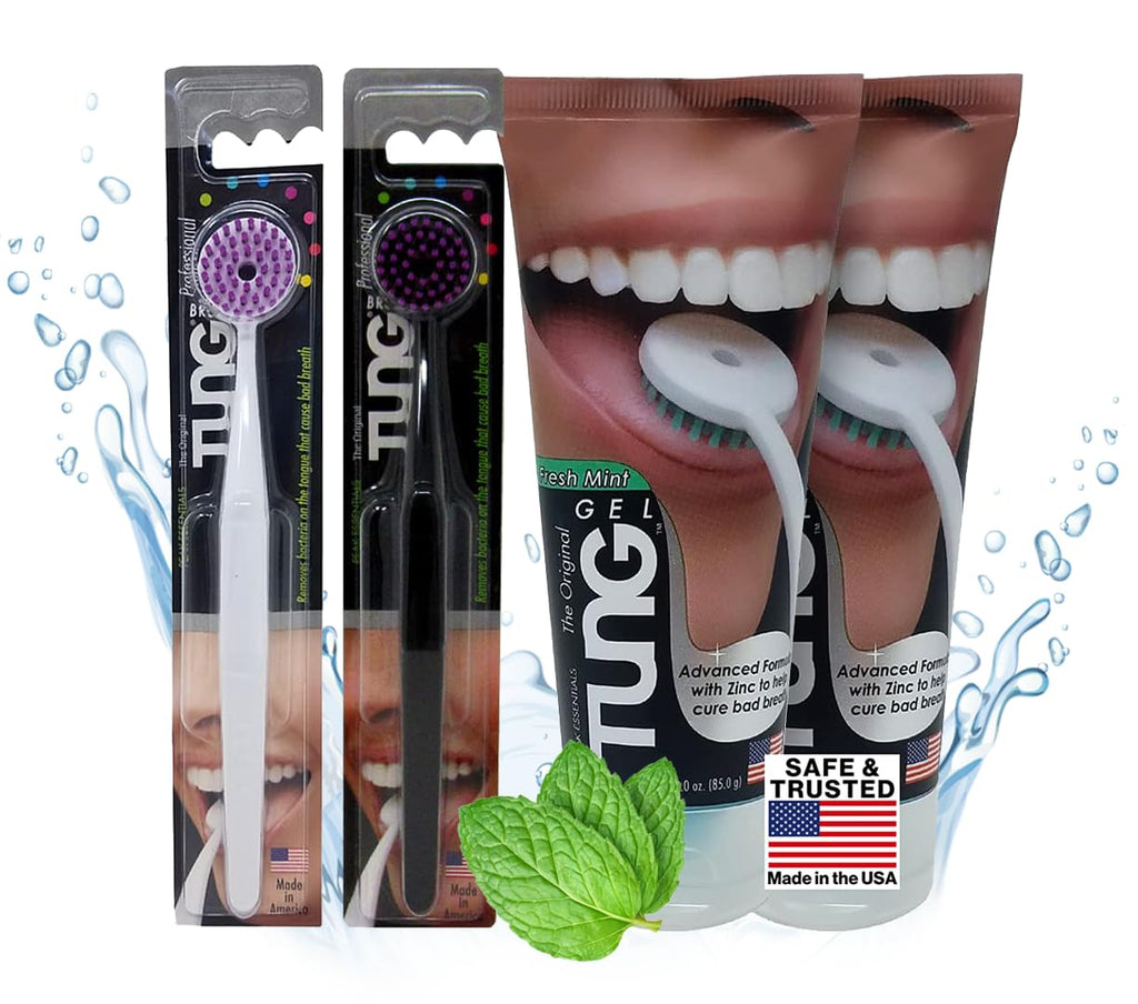 Buy now Tung Tongue Cleaning Kit, Tung Brush and Gel, Bad Breath Odor Eliminator, Halitosis Defense, USA Made (Set of 1) at indiglob india