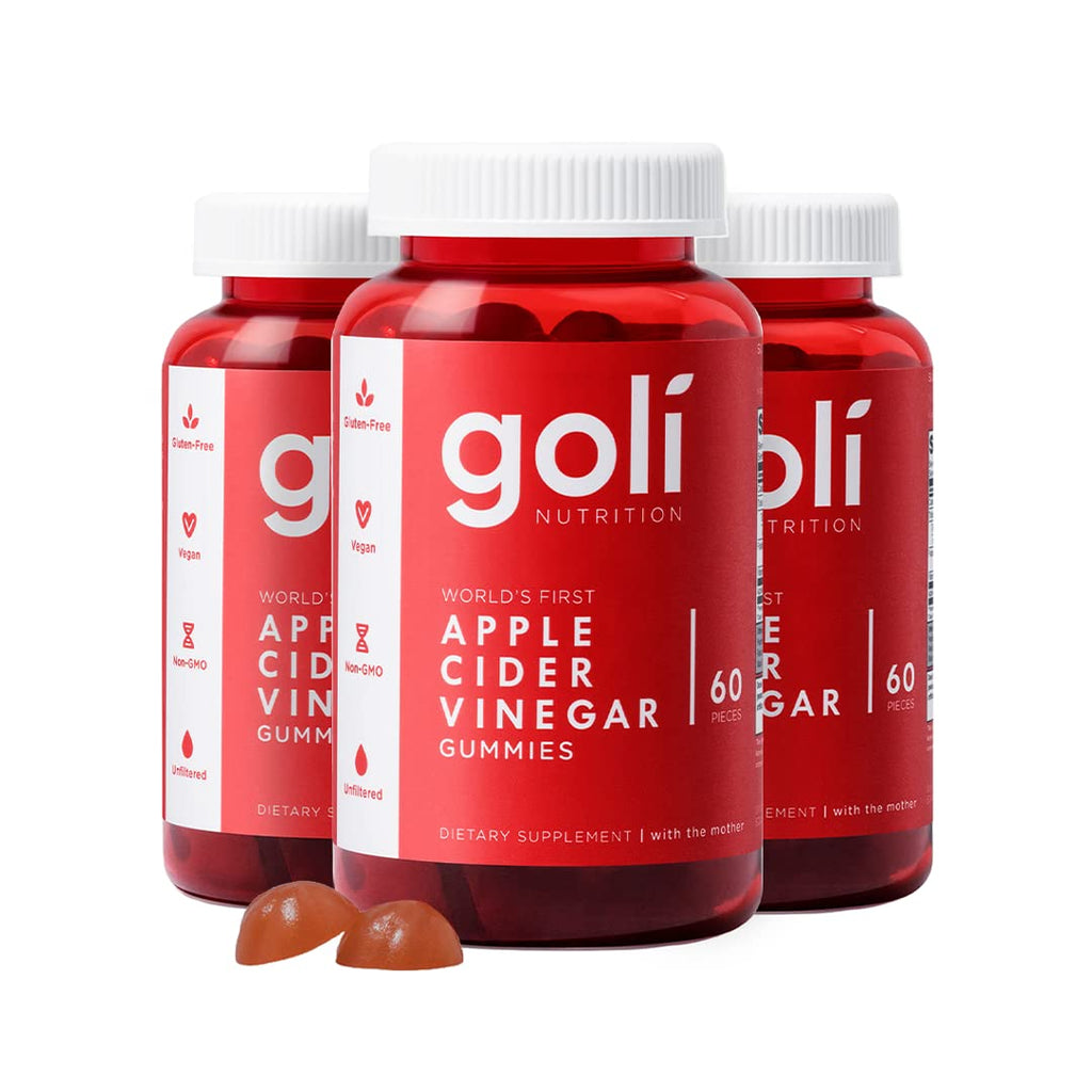Goli Apple Cider Vinegar Gummies - Worlds First ACV Gummy with Vitamin B12, Beetroot & Pomegranate - Vegan, Non-GMO, Gluten-Free, 120 Count (2 Pack)
