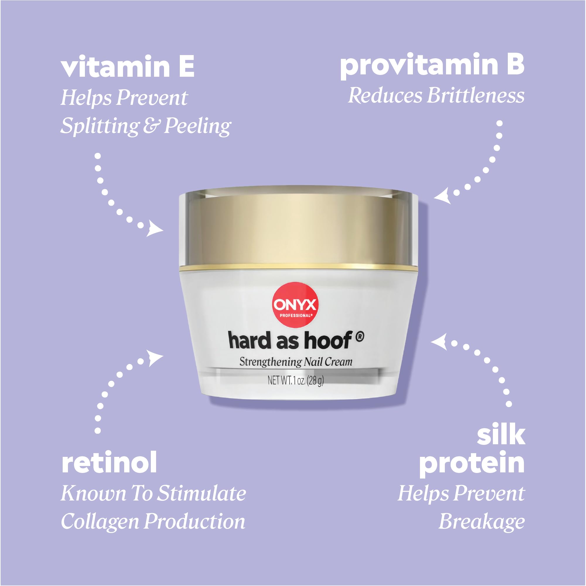 Onyx Professional Hard as Hoof Nail Strengthening Cream, Island Coconut Scent - Nail Growth and Conditioning Cuticle Cream Stops Splits, Chips, Cracks & Strengthens Nails, 1 oz