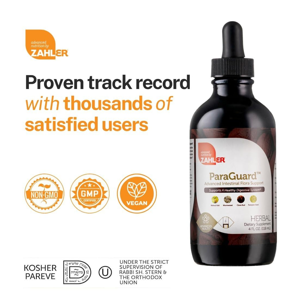 Zahler - ParaGuard Liquid Drops - Gut Health Supplement - Formula has Wormwood, Garlic Bulb, Pumpkin Seed, Clove & More - Natural Support for Humans - Certified Kosher (4 Oz) (4 oz., Drop)