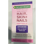 Nature's Bounty Optimal Solutions Extra Srength Hair Skin & Nails 5000 mcg of Biotin, Softgels 150 ea (Pack of 3)