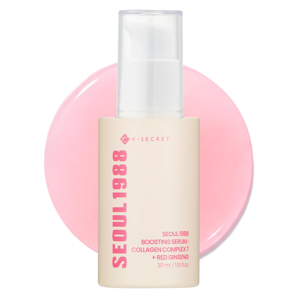 K-SECRET SEOUL 1988 Collagen Boosting Serum | Deeply Hydrating Serum with 7-Type Collagen Complex, Niacinamide, Ceramide NP, and Red Ginseng | Korean Skincare, 30ml / 1.01 fl oz