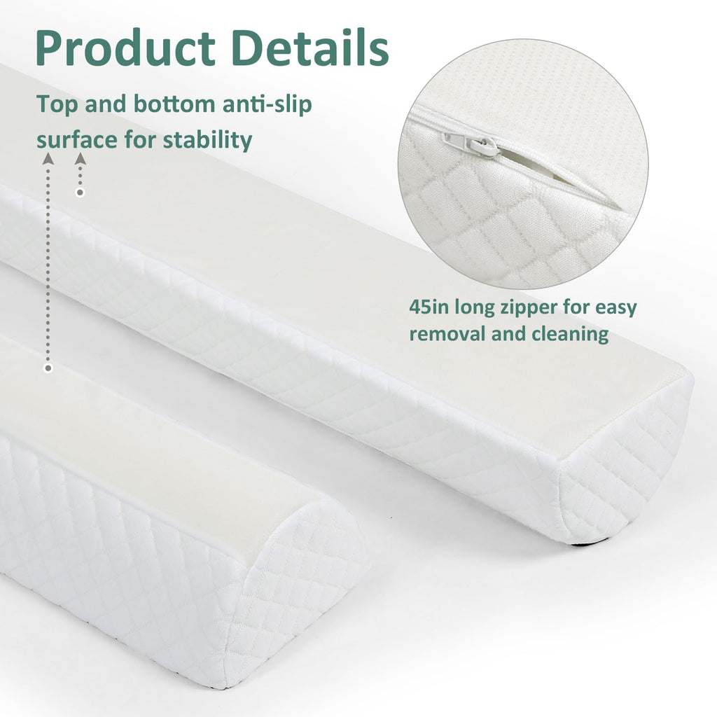 Shinnwa Bed Bumpers for Toddlers & Kids (2-Pack), Memory Foam Bed Rail for Adults, Bed Edge Safety Guard for Queen, King, Full Bed, Non-Slip Bottom, Machine Washable Cover